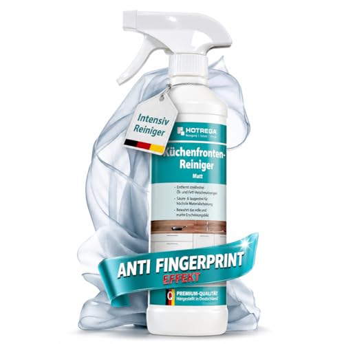 HOTREGA Küchenfronten Reiniger Matt 500 ml | Für matte Küchenfronten und empfindliche Oberflächen | Entfernt Fingerabdrücke & Alltagsschmutz