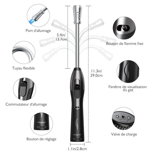 Briquet tempête long pour allumer bougies et cheminée sans brûlure