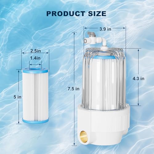 Image of AS ColdPlunge Ice Bath Water Filter Kit for Cold Plunge - 5 inch 20-Micron Filter Cartridge, 1 /2 inch FNPT Filter Housing with Air Valve, 2x 1 /2 inch MNPT Fittings - Compatible with Cold Plunge Tubs & Chillers