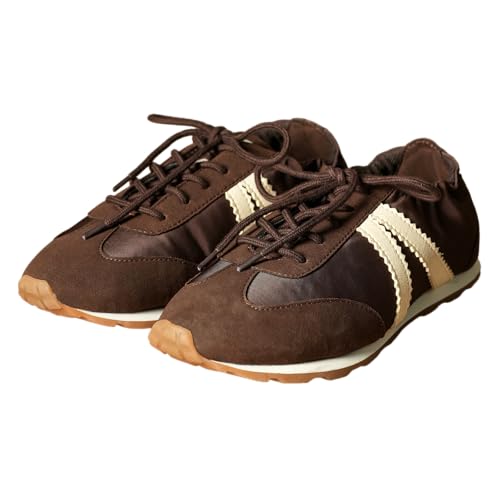 Image of Theater Fuji Casual Sneakers in Suede for Women | Stylish Flat Lace-Up Shoes | Lightweight Comfortable Footwear with Cushioned Insole