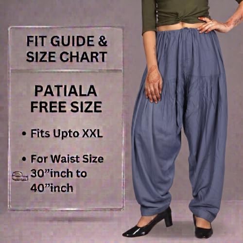 Image of FASHION GALLERY Women's Rayon Relaxed Fit Patiala Salwar with Full Length Drawstring Closure Type and Flexible Waist | Patiala Pant for Woman Free Size Fit Upto XXL