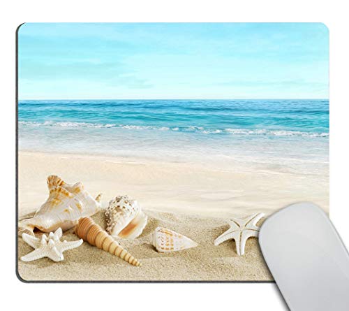 Smooffly Gaming-Mauspad mit tropischem Strand-Motiv, rutschfest, rechteckig, aus Gummi, für Computer und Laptop