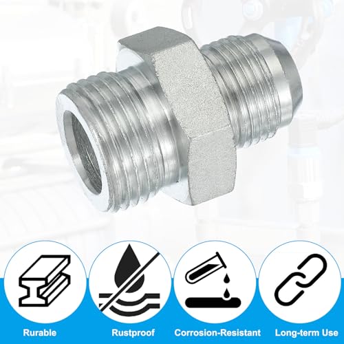 Image of PATIKIL Hex Reducing Nipple Connectors Pipe Adapter 7 /8 inch Male 37 Flare JIC x 3 /4 inch g Male, Pipe Fitting Reducer Nipple Adapter Plated Steel Hydraulic Fitting