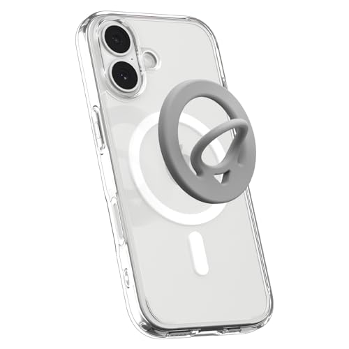 Image of Spigen Dual Pop Magsafe Ring Holder, Double Sided Magnet with Finger Loop Grip Compatible with iPhone 17 /16 /15 /14 /13 /12 Models, Pixel 10 Series [Soft Silicone Texture] [Strong Magnet] - Gray