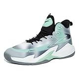 KIUSMETY Women's Men's Basketball Shoes Sneakers Fashion Volleyball Breathable Comfortable Non Slip Lace Up Sport Outdoor Training Shoe Unisex Adult Blackgreen Size 9