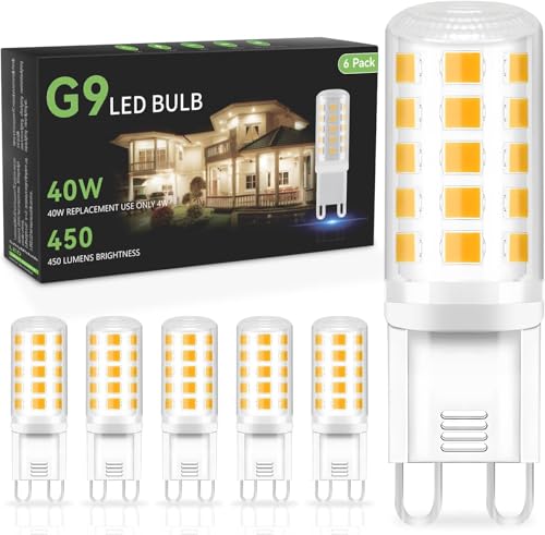 TJOY 6 Pack G9 LED Bulb 4W Equivalent 40 Watt,