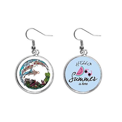Pendientes de sandía con geometría de la carpa y diseño artístico de loto