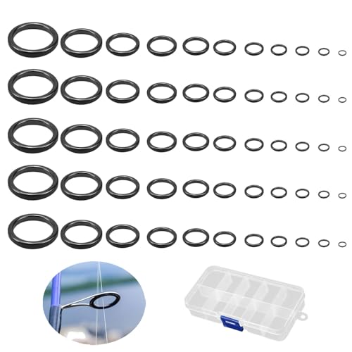 JDCMEI 55 Piezas Anillos Guía de Caña de Pescar, Anillos Guías de Cerámica para Caña de Pescar 11 Tamaños Juego de Anillos de Extremo de Cerámica con Caja de Almacenamiento para Entusiastas de Pesca