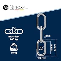 Edelstahlkette V4A A4 kurzgliedrig DIN 766 / DIN 5685 – 3 mm x 7 m – 1 Stück – für dekorative & leichte Anwendungen – Ansicht 3