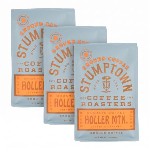 Stumptown Coffee Roasters, Organic Medium Roast Ground Coffee - Holler Mountain 12 Ounce Bag, Flavor Notes of Citrus Zest, Caramel and Hazelnut (Pack of 3)