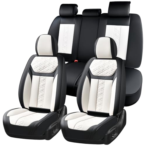 Image of FLORICH Seat Covers, Atomutive Car Seat Covers Full Sets, Waterproof Seat Cover for Cars, Luxury Leather Universal Seat Cover Accessories Fit for Most Cars SUV Truck Sedans(White)
