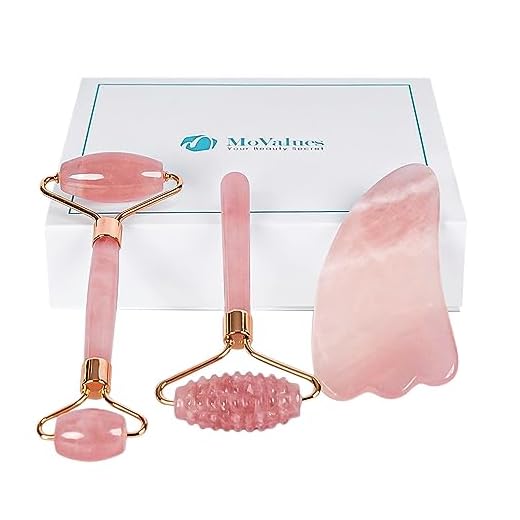 Rosenkvarts Roller, Gua Sha med Pensel- och Ansiktsverktyg-set - Jade Roller - Massageroller för ansiktet i 100% Natursten - Ansiktsroller för att minska påsar under ögonen, mörka ringar, fina linjer