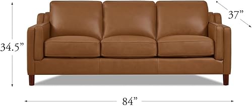 Miniatura 2 de Hydeline Bella - Juego de sofá y silla de cuero de grano superior, coñac