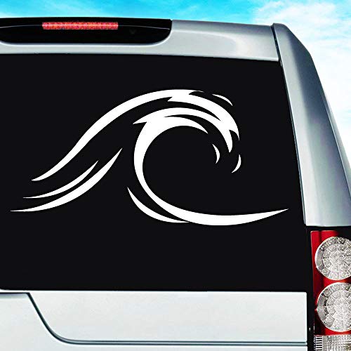 Ocean Wave Decal Car & Truck Window Decal Sticker, Laptop Decal Sticker, MacBook Decal Sticker, Wall Decal Sticker, 8-Inch, White