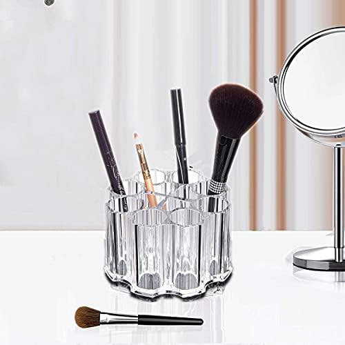 iPEGTOP Acrylic Makeup Brush Holder Organizer, 12 Compartments Cosmetics Eyeliner Eyebrow Container Pencil Holder Rack Pot Storage Round Tube Holder