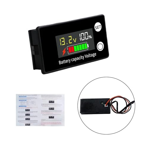 Indicateur De Capacité De Batterie Programmable 8-100V - Jauge LCD Tension Et Température - 3