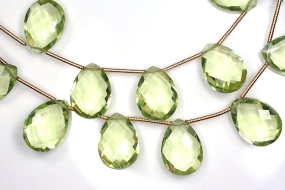 Green amethyst quartz briolette appairée sans défaut pour créateur