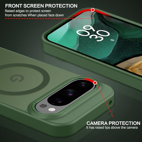 Image of YINLAI for Google Pixel 10 Pro XL Case,Magnetic Compatible with MagSafe, Slim Matte Anti-Fingerprint, Shockproof Full Body Military Grade Protection for Google Pixel 10 Pro XL Cover, Green