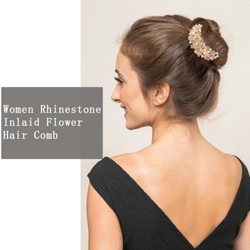 Kuuguu Rhinestone Inlaid Floral Hair Combs With Crystals thumb #3