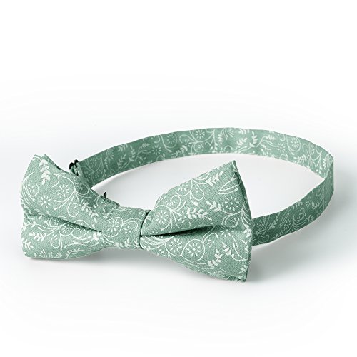 Jacob Alexander Men's Pre-Tied Banded Adjustable Floral Bow Tie - Dusty Sage #TOP1