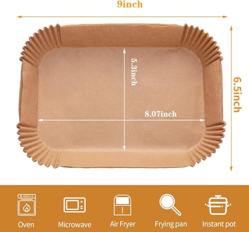 Air Fryer Disposable Paper Liner, 100PCS Food Grade Parchment Liners for Ninja DZ201,Ninja Foodi Dual Air Fryer Accessories Baking Paper (9 * 6, Natural)