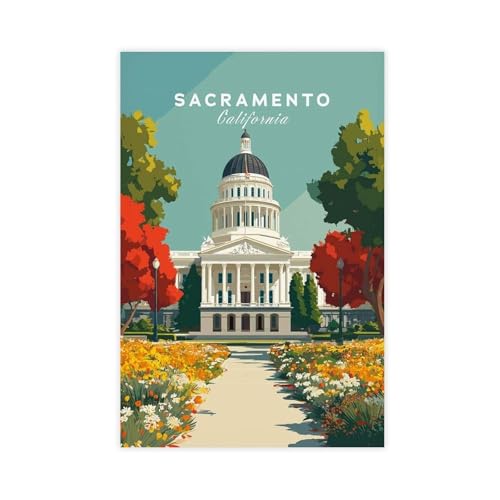 Image of Bareronor Sacramento California Canvas Poster Wall Art Decor Print Picture Paintings for Living Room Bedroom Decoration 8" L X 12" W