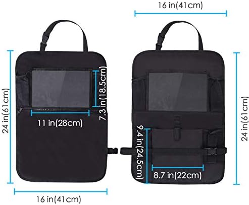 Acelife Car Back Seat Organiser 2pcs, 2 Type Waterproof Kick Mats Car Organiser Seat Back Protectors with Multi Pockets Including 10" iPad Tablet Holder