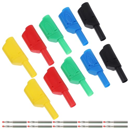 FONDOTIN 10個 色絶縁バナナプラグ 高耐久亜鉛合製スピーカーオーディオコネクタ 絶縁設計 高伝導性で安定音質 万能テスト用ケーブル接続器