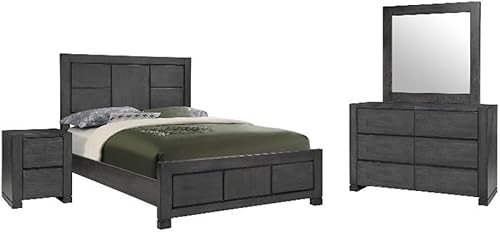 Coaster Lorenzo - Juego de 4 piezas de madera moderna tamaño King oriental en color gris