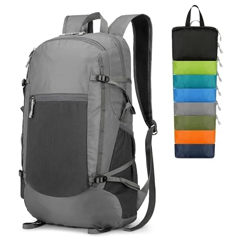 levayhill Hiking Backpack Daypack Lightweight Packable Travel Outdoor Camping Ultra Foldable Day Pack for Woman Man 30L(Gray) Cover