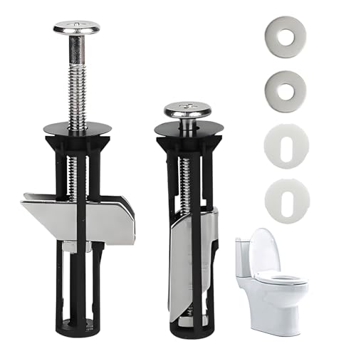 Toilet Seat Replacement Kit - Universal Quick Release Hinge & Stainless Steel Screws, Easy Installation Hardware for Universal Toilets (2 Pack) (Screws-JS2) (silver) (silver)