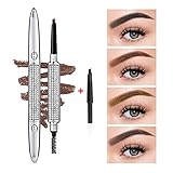 YOUNG VISION Waterproof Eyebrow Pencil Shaper - Dark Brown, With Brush and a Extra Brow Pencil Tip, Natural Ingredients Eye Makeup Pen - Contains High Grade Carnauba Wax and Hydrogenated Coconut Oil