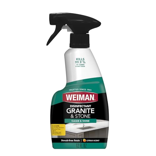 Weiman Granite Cleaner and Polish - 12 Fluid Ounce - Enhances Natural Color in Granite Quartz Marble Soap Stone and More