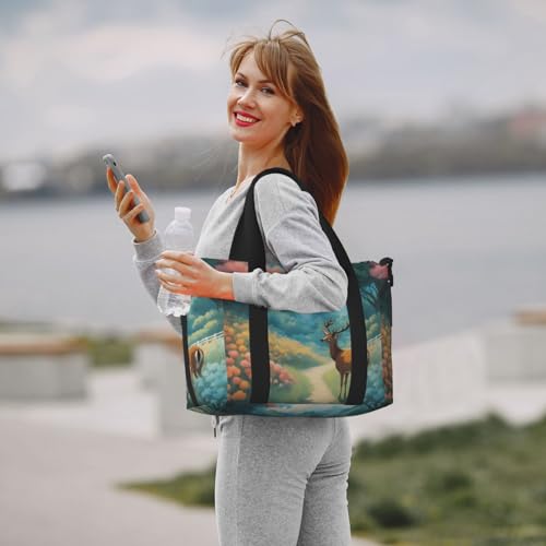 Cartoon Deer Large Capacity Waterproof Handheld Crossbody Bag 16.1x5.9x11.4in For Outdoor Activities Traveling Fishing Hunting 5