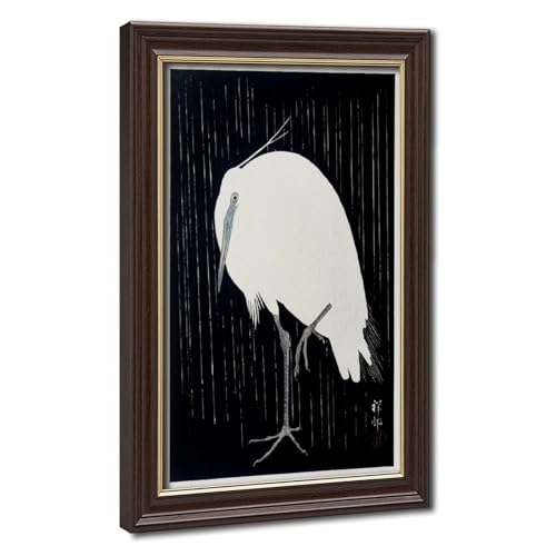 Toile héron blanc Ohara Koson cadre suspendu déco salon bureau
