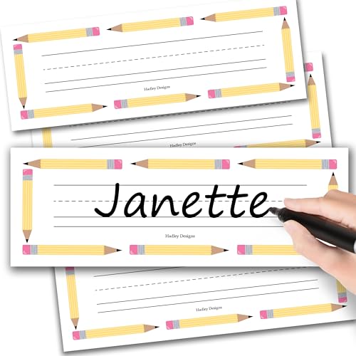 Hadley Designs Desk Name Tags for Classroom - 25 Student Desk Name Plates for Classroom Decor, 9x3 Pastel Nametags Cubby Labels Teacher Supplies, 1st 2nd 3rd Grade Kindergarten Preschool Must Haves