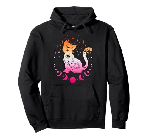 Lesbian Astrologie-Katze, Mondphasen, Lesbische Flagge Pullover Hoodie