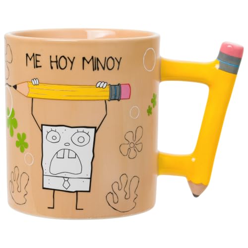 Silver Buffalo Spongebob Squarepants Doodle, 3D Sculpted Handle Mug, 20oz