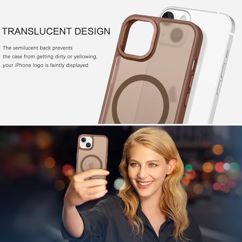 Image of BENTOBEN Magnetic for iPhone 13 Case & iPhone 14 Case [Compatible with Magsafe] Translucent Matte Phone Case iPhone 13 /14 Slim Shockproof Women Men Protective Cover for iPhone 13 /14 6.1 inch, Bronze