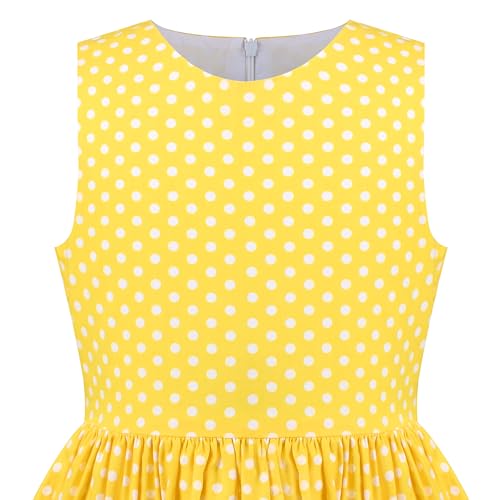 Sunny Fashion Girls Dress Red Polka Dot Pocket Floral Summer Casual Cotton4