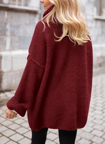 PRETTYGARDEN Women's Knit Oversized Sweater Fall Fashion Casual Long Sleeve Turtleneck Chunky Pullover Tops Winter Clothing