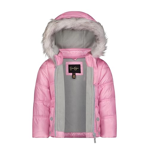 Image of Jessica Simpson Girls' Two-piece Insulated Winter Snowsuit With Hooded Jacket and Ski Bib Overalls