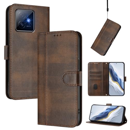 Pzwoxukhov Compatible with Honor X60 GT Case Cover,Compatible with Honor X60 GT with Card Slot,Stand Holder,PU Leather flip Shockproof Case Cover Brown