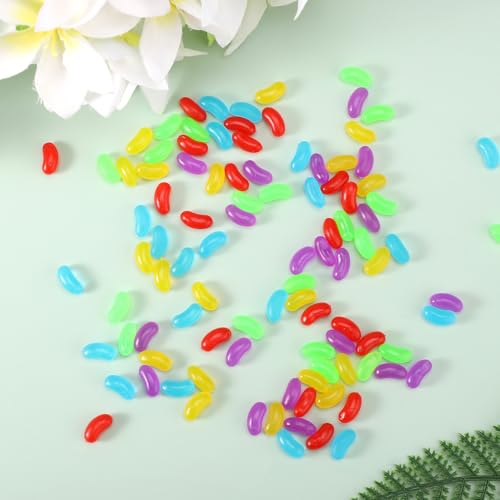 100pcs Easter Fake Jelly Beans, Colored Resin Jelly Beans for Crafts Miniature Fake Candy Decoration for Easter Egg Hunt Game Basket Filler DIY Craft by Lyreh - Image 6