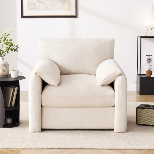 Image of Howjoe 2 Pack Accent Chair for Living Room, Oversized Armchair, Beige