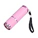 Produktbild Lurrose Tragbare 9 LED Taschenlampe UV Licht Ultraviolettes Licht aus Aluminiumlegierung zur Erkennung von Geld ohne Batterie 8.8x2.5 cm Rosa