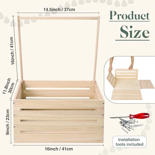 Suzile Wooden Baby Shower Crate Closet, Baby Basket with Handle Baby Storage Crate Hamper, Baby Shower Wooden Gift Crate, Baby Personailzed Basket for Pregnancy New Parent (Wood Color)
