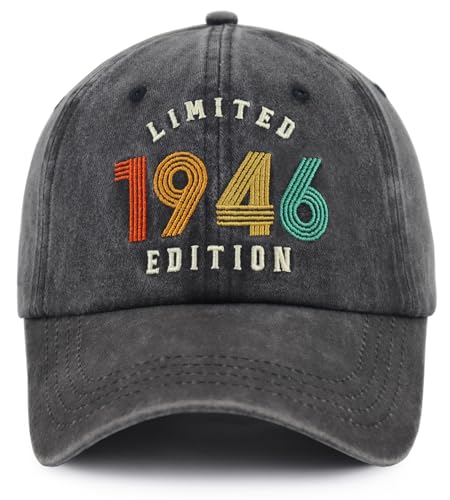 Fxbwhtey 80 Years Old Birthday Gifts for Women Men, Retirement Party Supplies Baseball Cap, Limited 1946 Edition Hat, Birthday Gifts for Mom Dad Wife Husband