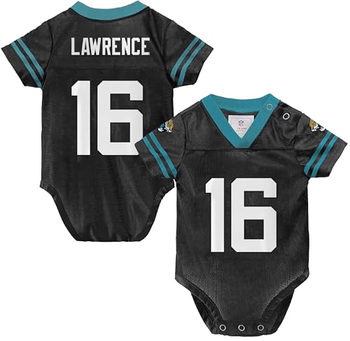 Outerstuff NFL Newborn Infants Team Color Name and Number Home Player Creeper Bodysuit Jersey (Trevor Lawrence Jacksonville Jaguars Black Home, 18 Months)