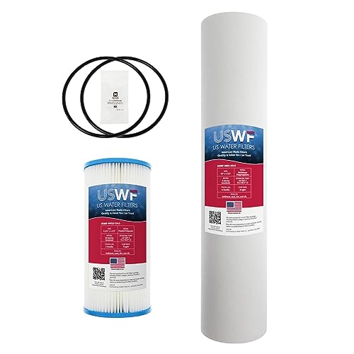Replacement Filter Set for USWF 2-Stage Heavy Sediment Reduction Filtration System, 50 Micron Pleated Sediment 10x4.5